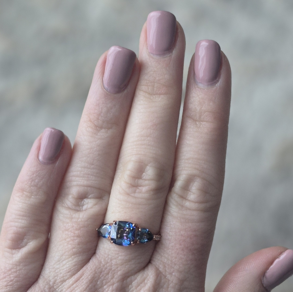 Stunning Blue Gemstone Silver Ring - image 1